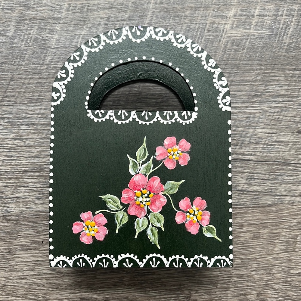 Hand Painted Vintage Floral Storage Box